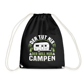 der tut nix der will nur campen camper wohnwagen - Turnbeutel - Schwarz - Vorne