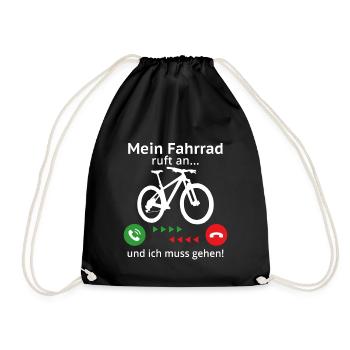 Mein fahrrad ruft an und ich muss gehen - Turnbeutel - Schwarz - Vorne
