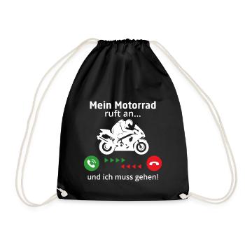 Mein motorrad ruft an ich muss gehen - Turnbeutel - Schwarz - Vorne
