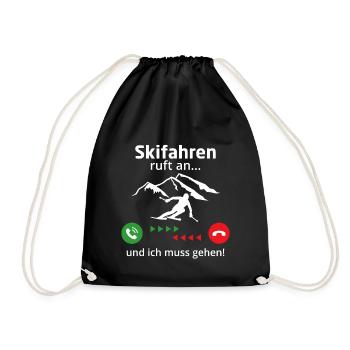 Skifahren ruft an und ich muss gehen - Turnbeutel - Schwarz - Vorne