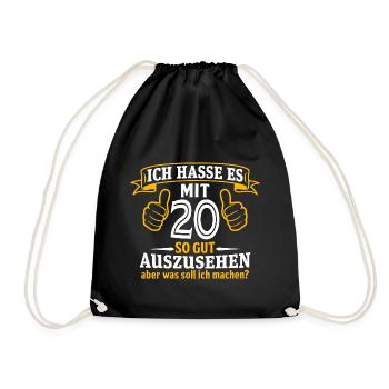 20 Jahre Geschenk 20. Geburtstag Lustig Geschenk - Turnbeutel - Schwarz - Vorne
