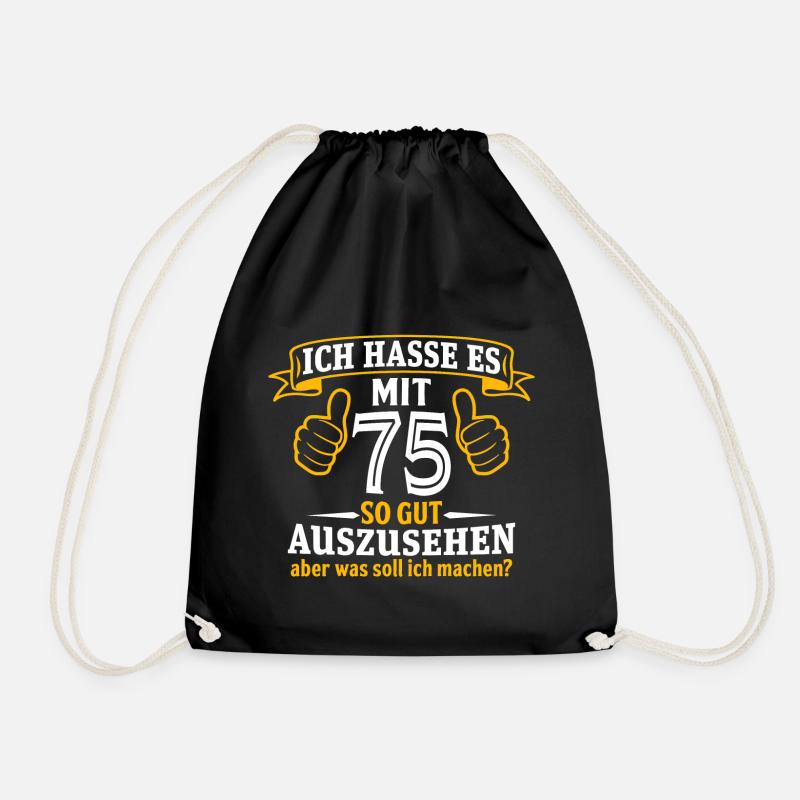 75 Jahre Geschenk 75. Geburtstag Lustig Geschenk - Turnbeutel - Schwarz