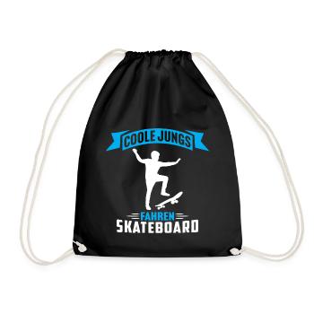 coole jungs fahren skateboard skater skateboard - Turnbeutel - Schwarz - Vorne