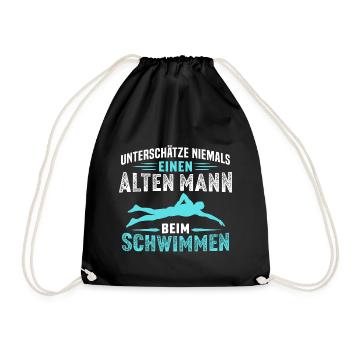 Alten mann beim schwimmen t-shirt schwimmer - Turnbeutel - Schwarz - Vorne