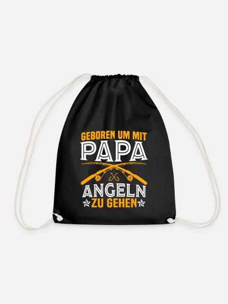 geboren um mit papa angeln zu gehen - Turnbeutel - Schwarz