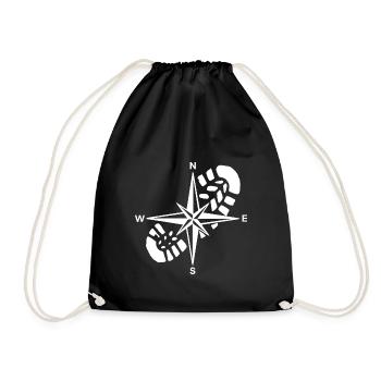 Hiker t-shirt hiking compass - Drawstring Bag - black - Front