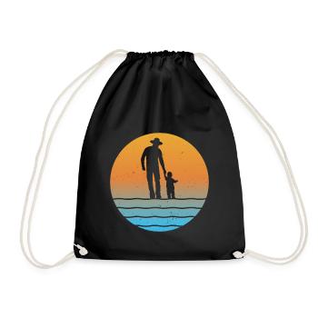 Sunset Vater mit Sohn papa sohn Opa und Enkel - Turnbeutel - Schwarz - Vorne