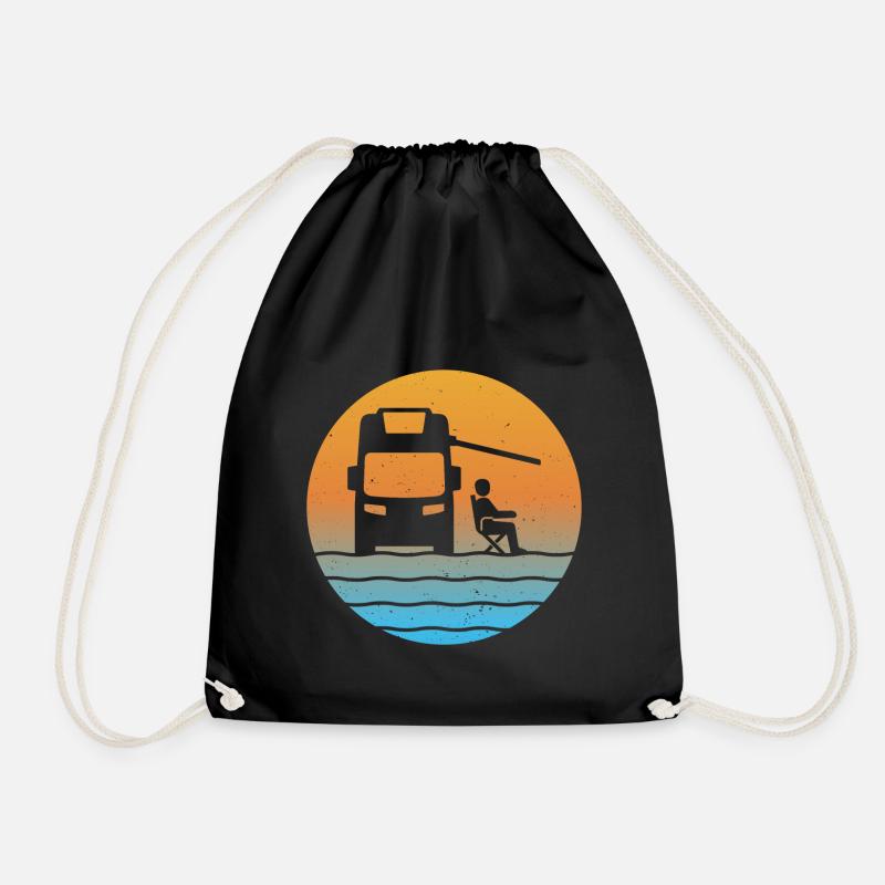 Wohnmobil sunset camping t-shirt camper - Turnbeutel - Schwarz