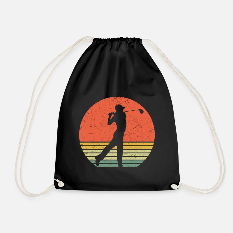 Golf Golfen Retro Golfer - Turnbeutel - Schwarz
