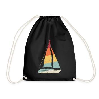 Sailing Sailboat Retro Sailing Ship Sea Yacht - Drawstring Bag - black - Front