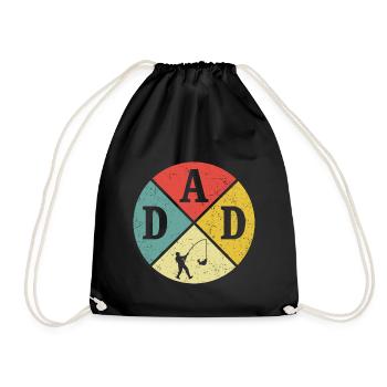 Retro Dad Angler Daddy Fisherman Dad Daddy Fishing - Drawstring Bag - black - Front