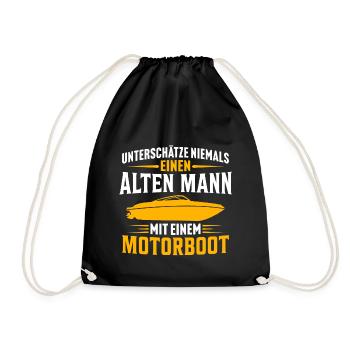 alten mann mit einem motorboot - Turnbeutel - Schwarz - Vorne