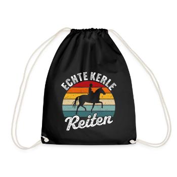 Echte kerle reiten t-shirt reiter - Turnbeutel - Schwarz - Vorne