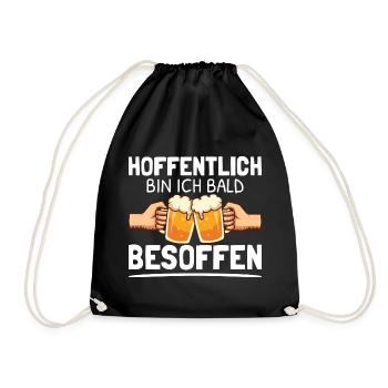 Hoffentlich bald besoffen Wochenende Saufen Feiern - Turnbeutel - Schwarz - Vorne