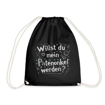Willst du mein Patenonkel werden - Turnbeutel - Schwarz - Vorne