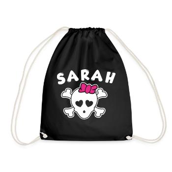 Piratin Sarah Design für Mädchen und Frauen - Turnbeutel - Schwarz - Vorne