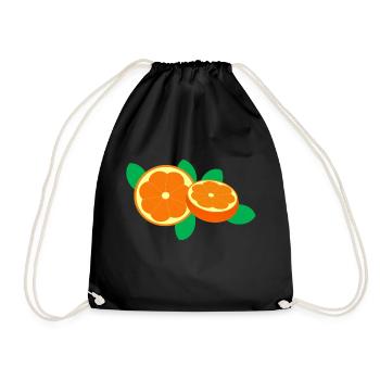 Orange Obst Frucht Frisch Gesund Geschenkidee - Turnbeutel - Schwarz - Vorne