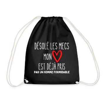Mon coeur est deja pris cadeau humour - Sac de sport léger - noir - Devant