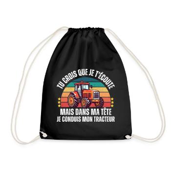 Je conduis mon tracteur humour agriculteur cadeau - Sac de sport léger - noir - Devant