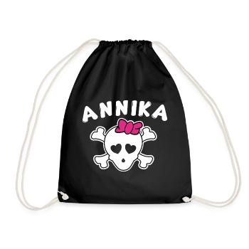 Piratin Annika Design für Mädchen und Frauen - Turnbeutel - Schwarz - Vorne