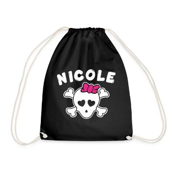 Piratin Nicole Design für Mädchen und Frauen - Turnbeutel - Schwarz - Vorne