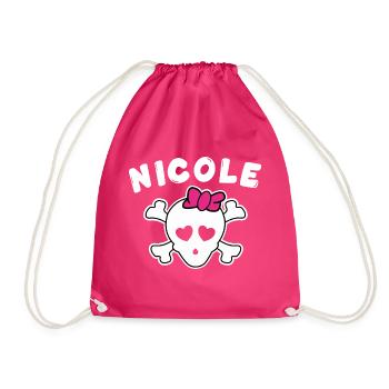 Pirate Nicole Design for Girls and Women - Drawstring Bag - fuchsia - Front