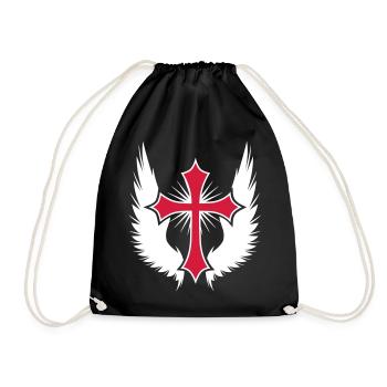 11 Gothic Cross Wings - Drawstring Bag - black - Front