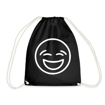 Emoji sketch rire blanc - Sac de sport léger - noir - Devant