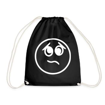 Emoji sketch nervous white - Drawstring Bag - black - Front