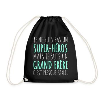 Grand frère super héros humour frère cadeau - Sac de sport léger - noir - Devant
