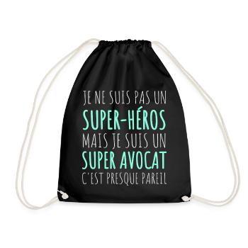 Avocat super héros humour avocat cadeau - Sac de sport léger - noir - Devant