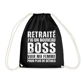 Retraité j' ai un nouveau chef humour retraite - Sac de sport léger - noir - Devant