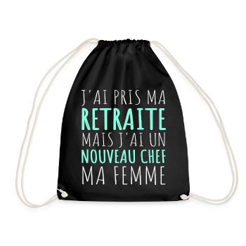J'ai un nouveau chef ma femme humour retraité - Sac de sport léger - noir - Devant