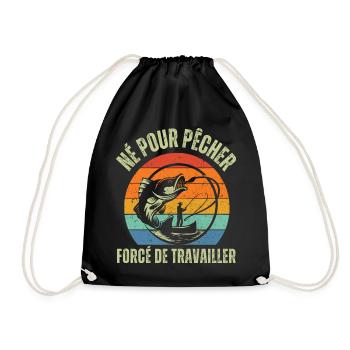 Né pour pêcher humour pêcheur cadeau pêche vintage - Sac de sport léger - noir - Devant
