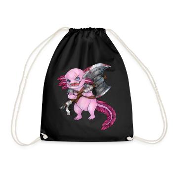 Lustiges Axolotl mit Axt Barbar Krieger Geschenk - Turnbeutel - Schwarz - Vorne