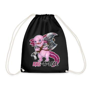 Lustiges Axolotl mit Axt Barbar Krieger Geschenk - Turnbeutel - Schwarz - Vorne