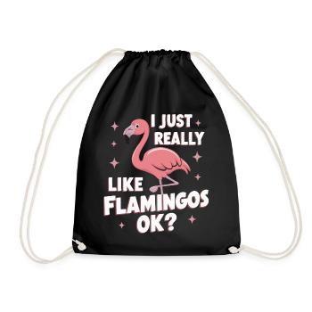 Flamingo Tier Rosa - Turnbeutel - Schwarz - Vorne