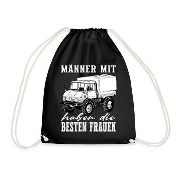 Männer mit Unimog - Offroad - Universal Motorgerät - Turnbeutel - Schwarz - Vorne