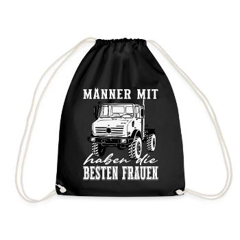 Männer mit Unimog - Offroad - Universal Motorgerät - Turnbeutel - Schwarz - Vorne