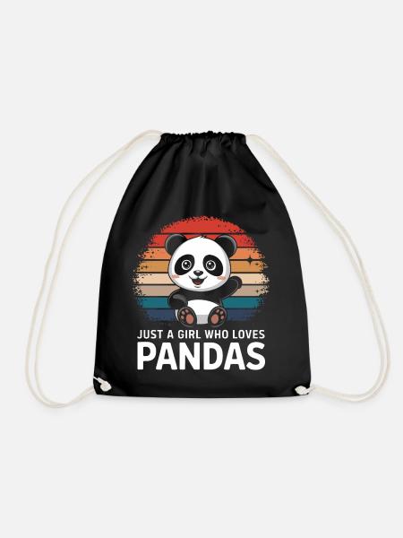 Panda Bear Panda Animal Pandas - Drawstring Bag - black