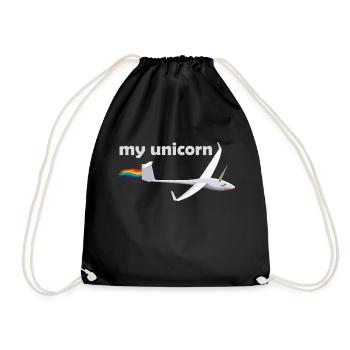 unicorn glider fly gift unicorn - Drawstring Bag - black - Front