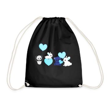 Animaux Panda Lapin Ours Amour bleu Militants des droits des animaux - Sac de sport léger - noir - Devant