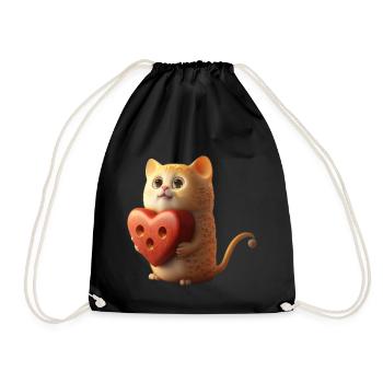 Cœur de chat Animal - Sac de sport léger - noir - Devant