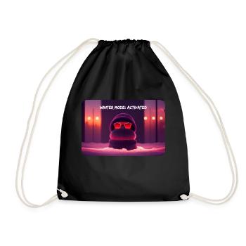Winter Mode: Activated - Drawstring Bag - black - Front