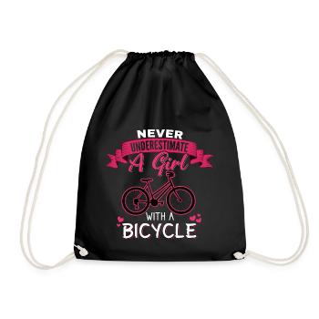 Never underestimate a Girl with a Bicycle - Turnbeutel - Schwarz - Vorne