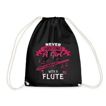 Never Underestimate a Girl with a Flute - Turnbeutel - Schwarz - Vorne