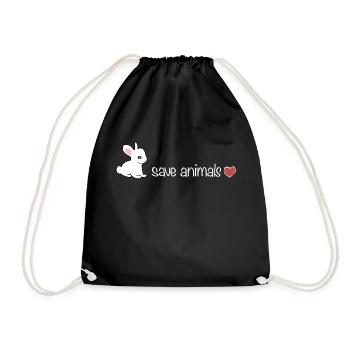 sauver les animaux animal lapin cœur bien-être animal - Sac de sport léger - noir - Devant