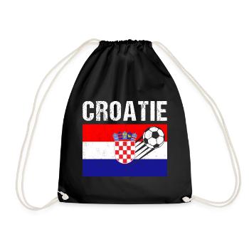 Kroatische Flagge Fußball Geschenk Kroatischer Fußball - Turnbeutel - Schwarz - Vorne