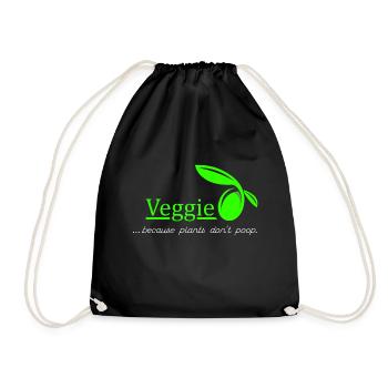 Veggie - Vegetarier. Geschenk Idee - Turnbeutel - Schwarz - Vorne