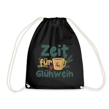 Zeit für Glühwein Weihnachstmarkt Weihnachten - Turnbeutel - Schwarz - Vorne